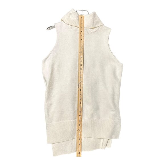Carmen Marc Valvo Ivory White Sleeveless Turtleneck Stretch Sweater Size L - Picture 6 of 10